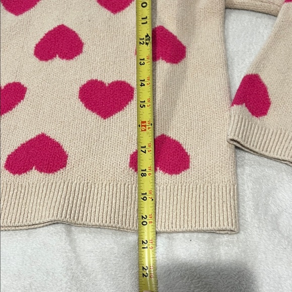 Cat & Jack Heart Pattern Sweater - Cream and Pink sx XL /14 - Picture 5 of 5